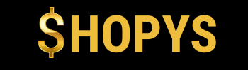 Logo dorado de SHOPYS, tienda afiliada a Amazon especializada en productos tecnológicos, nutricionales, de moda y tendencia.